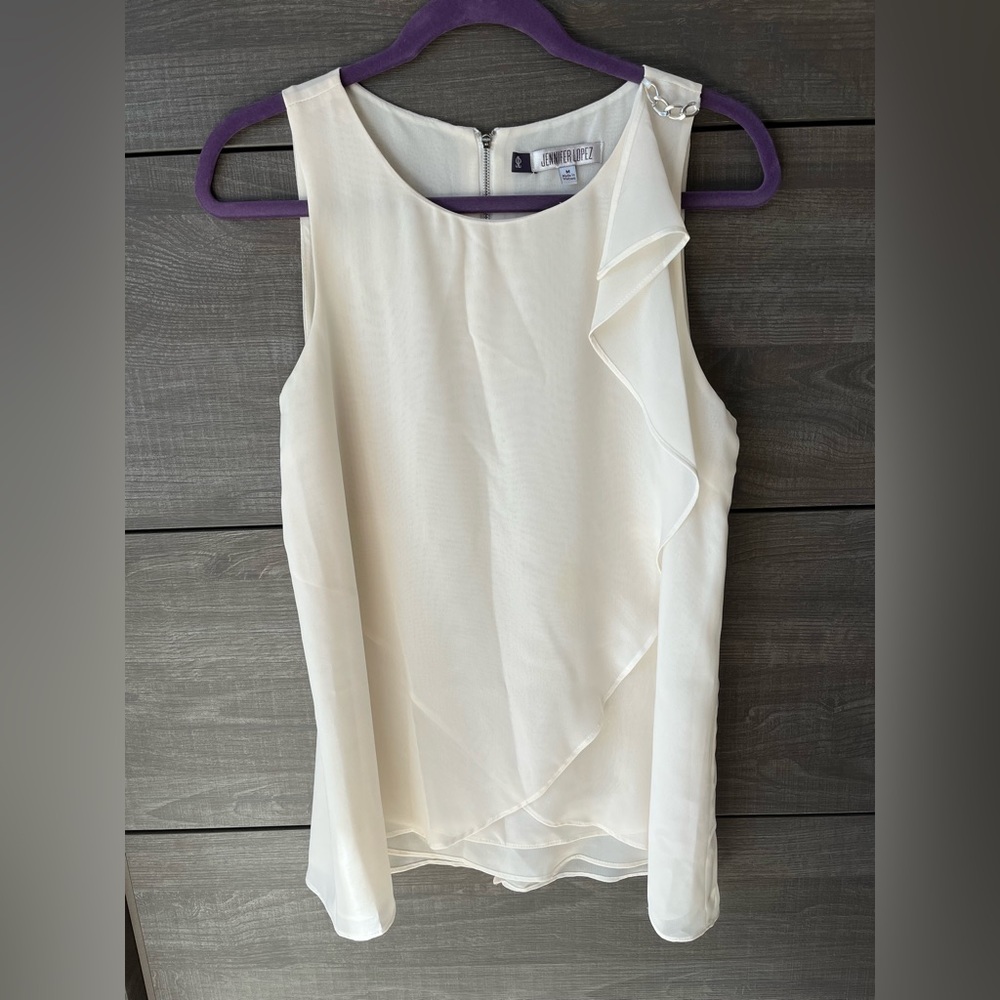 Jennifer Lopez Cream Sleeveless Blouse Top - Size Medium